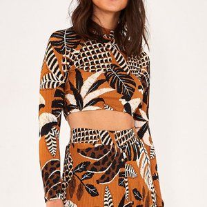 Anthropologie FarmRio Tropical Crop Top Turtleneck